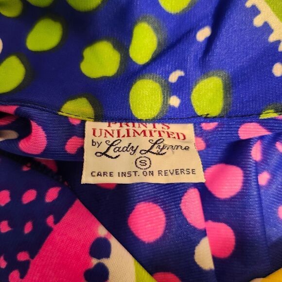 Vtg. Mint '60's Lady Lynne Abstract Mod Print Bodysuit Sz.Small with Union Label - Picture 5 of 6